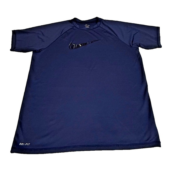 NIKE Dri-Fit Large Swoosh Logo T-Shirt; Navy Blue; Men's Size XL - Picture 1 of 4
